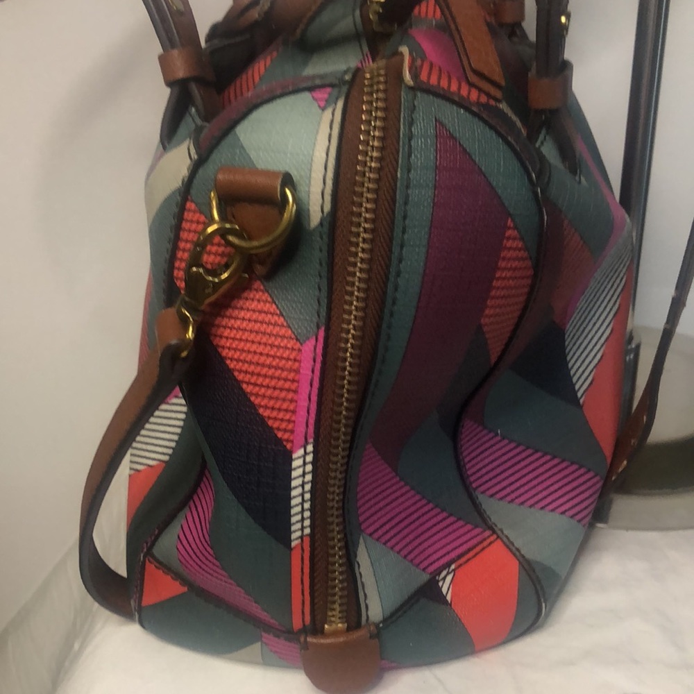 Fossil Multi Colored Printed Handbag With Handles… - image 8